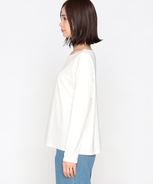 COMME CA ISM(コムサイズム)の「ボートネック ロンT(Tシャツ/カットソー・レディース・ホワイト/ブラック・L/M)」の7枚目の写真