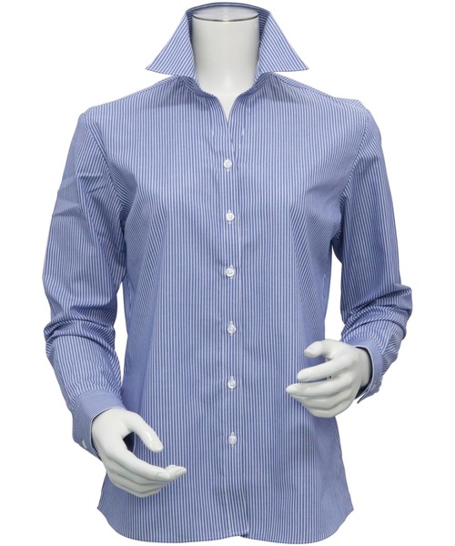 TOKYO SHIRTS(トウキョウシャツ)の「形態安定ノーアイロン スキッパー 長袖ビジネスワイシャツ(ビジネスシャツ・レディース・ブルー・XS/S/M/L/LL/XL)」の5枚目の写真