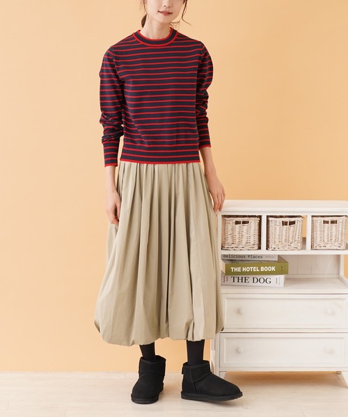 Torrazzo Donna（トラッゾドンナ）の「ギャザーバルーンスカート（スカート・レディース・ブラック/サックスブルー/クリアグリーン・2）」の8枚目の写真