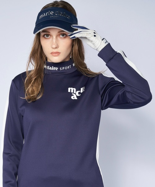 marie claire(マリ・クレール)の「【marie claire:マリ.クレール】レディース長袖モックネックシャツ(スウェット・レディース・ブラック/ネイビー/ホワイト・MEDIUM/LARGE/SMALL/X-LARGE)」の3枚目の写真