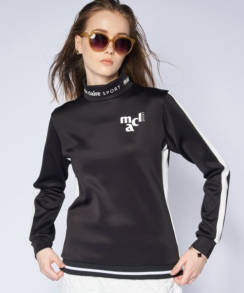 marie claire(マリ・クレール)の「【marie claire:マリ.クレール】レディース長袖モックネックシャツ(スウェット・レディース・ブラック/ネイビー/ホワイト・MEDIUM/LARGE/SMALL/X-LARGE)」の1枚目の写真