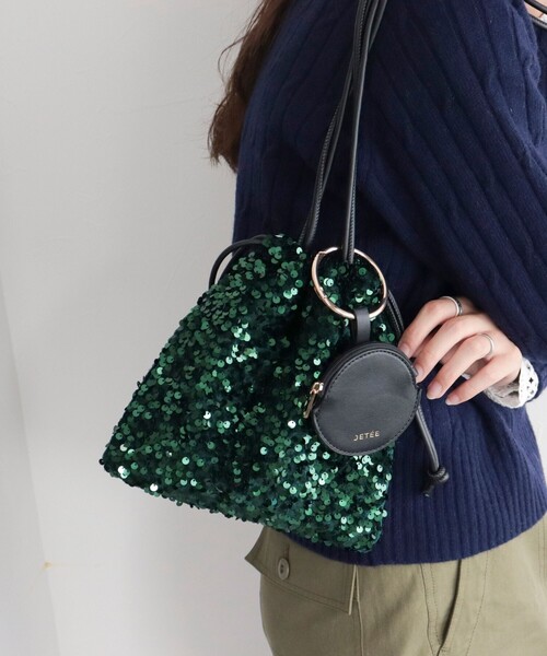 JETEE（ジュテ）の「【JETEE/ジュテ】スパンコール巾着ショルダーバッグ（ショルダーバッグ・レディース・ダークグリーン/ブラック・FREE）」の2枚目の写真