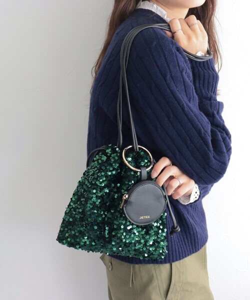 JETEE（ジュテ）の「【JETEE/ジュテ】スパンコール巾着ショルダーバッグ（ショルダーバッグ・レディース・ダークグリーン/ブラック・FREE）」の3枚目の写真