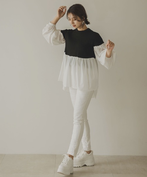 rectangle(レクタングル)の「フェイクダウンパンツ(その他パンツ・レディース・オフホワイト/ブラック・MEDIUM/LARGE)」の7枚目の写真