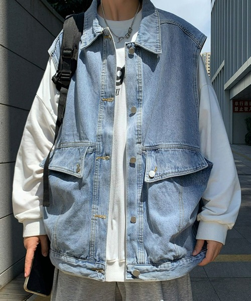 Anchor Smith(アンカー スミス)の「ヴィンテージライクビッグシルエットデニムベスト(ベスト・メンズ・ブルー/ブラック・FREE)」の16枚目の写真