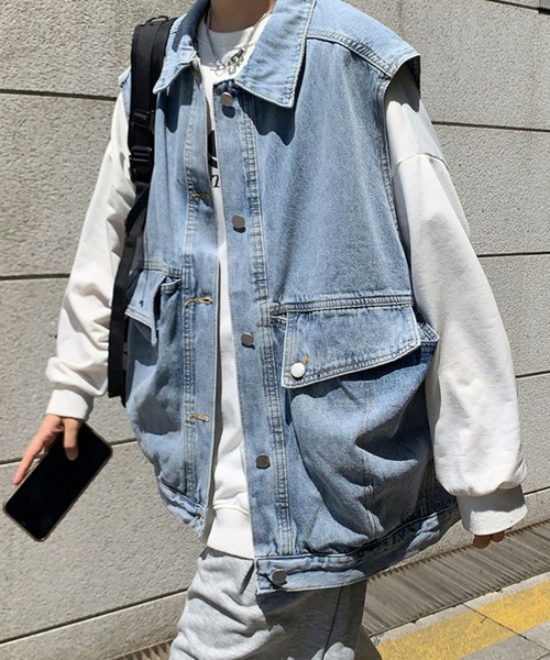 Anchor Smith(アンカー スミス)の「ヴィンテージライクビッグシルエットデニムベスト(ベスト・メンズ・ブルー/ブラック・FREE)」の12枚目の写真