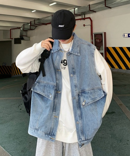 Anchor Smith(アンカー スミス)の「ヴィンテージライクビッグシルエットデニムベスト(ベスト・メンズ・ブルー/ブラック・FREE)」の15枚目の写真