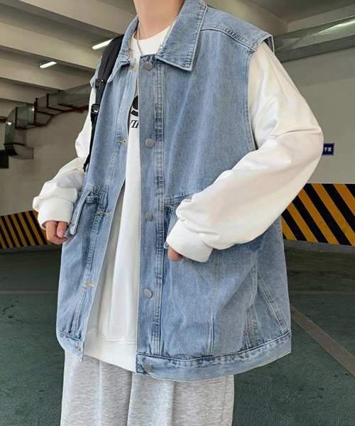 Anchor Smith(アンカー スミス)の「ヴィンテージライクビッグシルエットデニムベスト(ベスト・メンズ・ブルー/ブラック・FREE)」の14枚目の写真