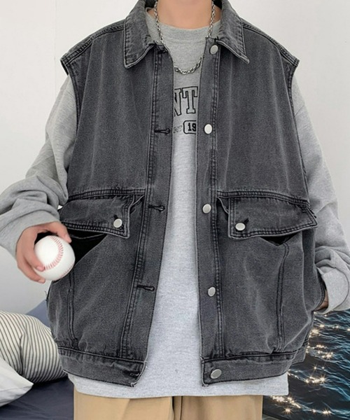 スタイリング　styling デニム　ベストジャケット 楽天市場】デニムベスト 前開き デニム ベスト ジレ メンズ