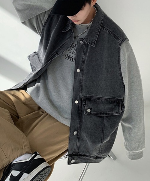 Anchor Smith(アンカー スミス)の「ヴィンテージライクビッグシルエットデニムベスト(ベスト・メンズ・ブルー/ブラック・FREE)」の5枚目の写真