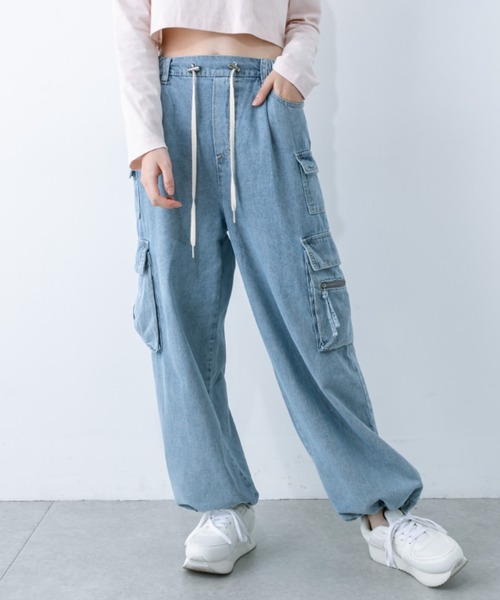 OLIVE des OLIVE（オリーブデオリーブ）の「メニーポケットカーゴパンツ　1032020080（カーゴパンツ・レディース・ワンウォッシュ/ピンク系その他/ブラック/ピンク・FREE）」の3枚目の写真