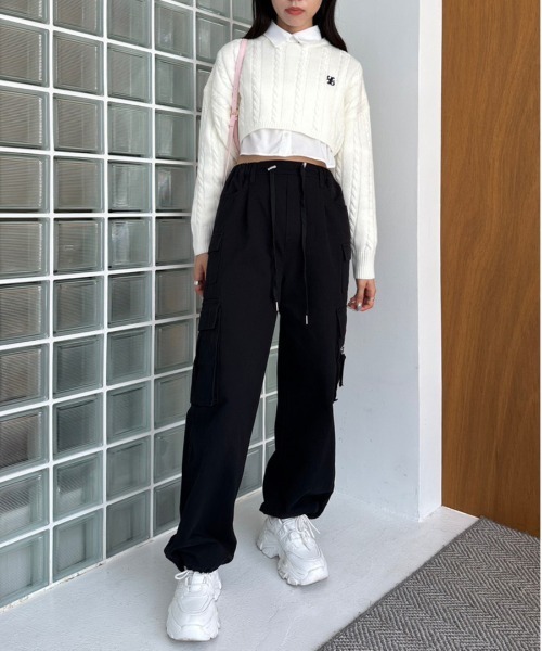 OLIVE des OLIVE（オリーブデオリーブ）の「メニーポケットカーゴパンツ　1032020080（カーゴパンツ・レディース・ワンウォッシュ/ピンク系その他/ブラック/ピンク・FREE）」の18枚目の写真