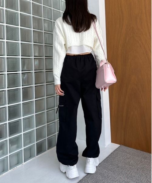 OLIVE des OLIVE（オリーブデオリーブ）の「メニーポケットカーゴパンツ　1032020080（カーゴパンツ・レディース・ワンウォッシュ/ピンク系その他/ブラック/ピンク・FREE）」の20枚目の写真