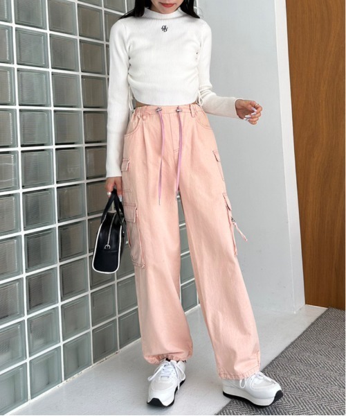 OLIVE des OLIVE（オリーブデオリーブ）の「メニーポケットカーゴパンツ　1032020080（カーゴパンツ・レディース・ワンウォッシュ/ピンク系その他/ブラック/ピンク・FREE）」の10枚目の写真