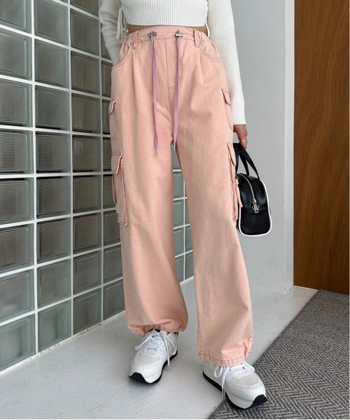 OLIVE des OLIVE（オリーブデオリーブ）の「メニーポケットカーゴパンツ　1032020080（カーゴパンツ・レディース・ワンウォッシュ/ピンク系その他/ブラック/ピンク・FREE）」の13枚目の写真