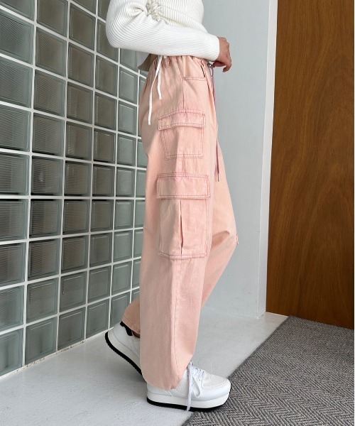OLIVE des OLIVE（オリーブデオリーブ）の「メニーポケットカーゴパンツ　1032020080（カーゴパンツ・レディース・ワンウォッシュ/ピンク系その他/ブラック/ピンク・FREE）」の14枚目の写真