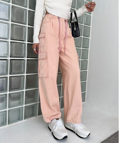 OLIVE des OLIVE（オリーブデオリーブ）の「メニーポケットカーゴパンツ　1032020080（カーゴパンツ・レディース・ワンウォッシュ/ピンク系その他/ブラック/ピンク・FREE）」の16枚目の写真