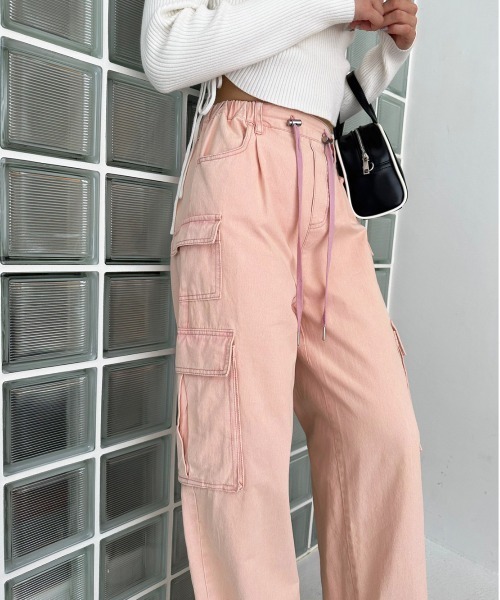 OLIVE des OLIVE（オリーブデオリーブ）の「メニーポケットカーゴパンツ　1032020080（カーゴパンツ・レディース・ワンウォッシュ/ピンク系その他/ブラック/ピンク・FREE）」の17枚目の写真