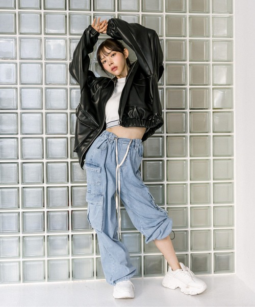 OLIVE des OLIVE（オリーブデオリーブ）の「メニーポケットカーゴパンツ　1032020080（カーゴパンツ・レディース・ワンウォッシュ/ピンク系その他/ブラック/ピンク・FREE）」の8枚目の写真