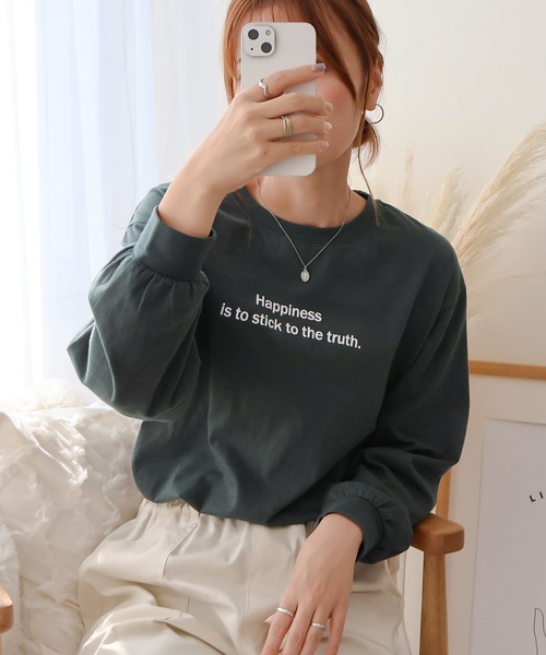Social GIRL（ソーシャルガール）の「ロゴロングTシャツ（Tシャツ/カットソー・レディース・ブラック/チャコール/モカ/オフホワイト・M）」の3枚目の写真
