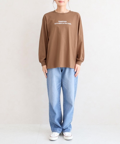 Social GIRL（ソーシャルガール）の「ロゴロングTシャツ（Tシャツ/カットソー・レディース・ブラック/チャコール/モカ/オフホワイト・M）」の6枚目の写真
