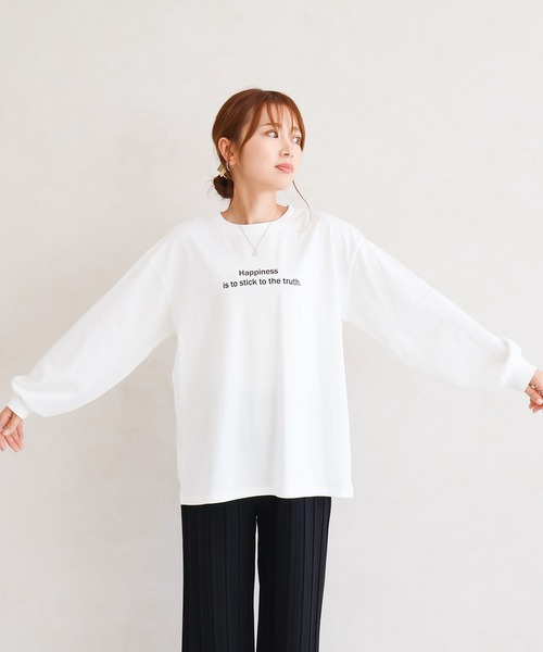 Social GIRL（ソーシャルガール）の「ロゴロングTシャツ（Tシャツ/カットソー・レディース・ブラック/チャコール/モカ/オフホワイト・M）」の10枚目の写真