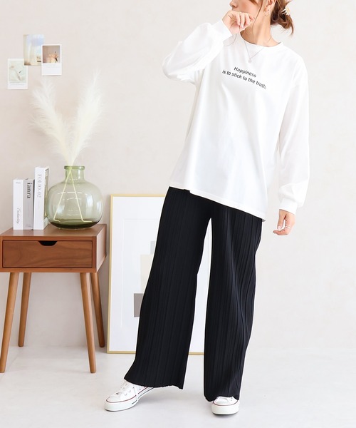 Social GIRL（ソーシャルガール）の「ロゴロングTシャツ（Tシャツ/カットソー・レディース・ブラック/チャコール/モカ/オフホワイト・M）」の11枚目の写真