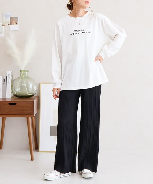 Social GIRL（ソーシャルガール）の「ロゴロングTシャツ（Tシャツ/カットソー・レディース・ブラック/チャコール/モカ/オフホワイト・M）」の12枚目の写真