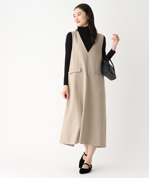 OPAQUE.CLIP（オペークドットクリップ）の「◆ウールライク ジャンパースカート/ジャンスカ【イージーケア/抗ピリング/洗濯機洗い可】（ワンピース・レディース・ベージュ/ブラック・36/42/40/38）」の11枚目の写真