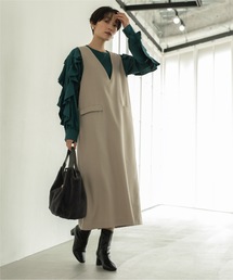 OPAQUE.CLIP | ウールライク ジャンパースカート/ジャンスカ【イージーケア/抗ピリング/洗濯機洗い可】(ワンピース)