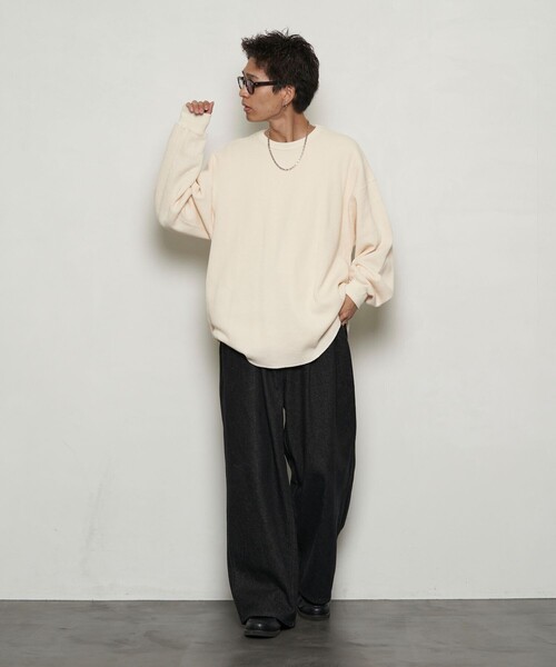 PUBLUX（パブリュクス）の「PUBLUX/パブリュクス タックワイドストレートデニム/セットアップ対応(限定展開)（デニムパンツ・メンズ・ブルー/チャコールグレー/ブラック・SMALL/MEDIUM/LARGE）」の10枚目の写真