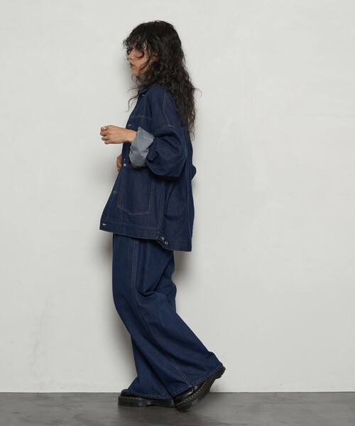 PUBLUX（パブリュクス）の「PUBLUX/パブリュクス タックワイドストレートデニム/セットアップ対応(限定展開)（デニムパンツ・メンズ・ブルー/チャコールグレー/ブラック・SMALL/MEDIUM/LARGE）」の22枚目の写真