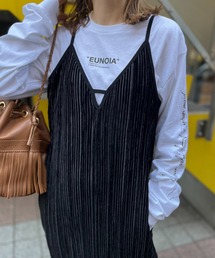 mi via loca | ベロア ランダムプリーツ キャミワンピース(ワンピース)