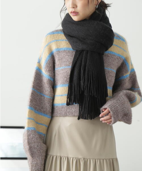 FREE'S MART（フリーズマート）の「◆アクリル無地ストール（マフラー・レディース・ベージュ/ブルー/ブラック/ホワイト・ﾌﾘ-）」の20枚目の写真