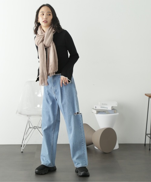 FREE'S MART（フリーズマート）の「◆アクリル無地ストール（マフラー・レディース・ベージュ/ブルー/ブラック/ホワイト・ﾌﾘ-）」の11枚目の写真