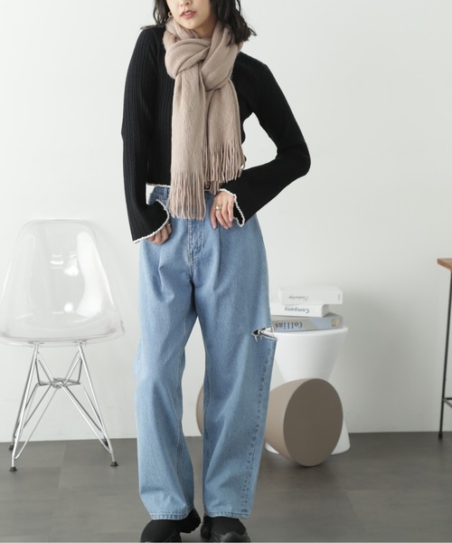 FREE'S MART（フリーズマート）の「◆アクリル無地ストール（マフラー・レディース・ベージュ/ブルー/ブラック/ホワイト・ﾌﾘ-）」の12枚目の写真