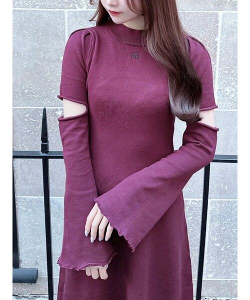 EATME（イートミー）の「カットアウトニットワンピース（ワンピース・レディース・ブラック/レッド/ベージュ・FREE）」の6枚目の写真