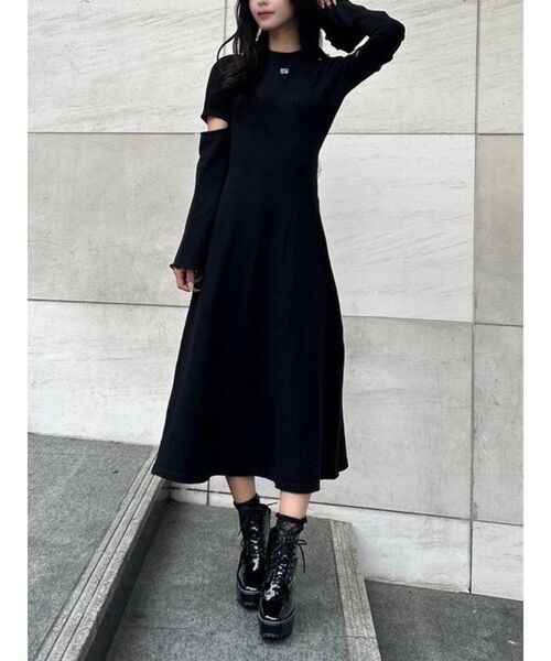 EATME（イートミー）の「カットアウトニットワンピース（ワンピース・レディース・ブラック/レッド/ベージュ・FREE）」の8枚目の写真