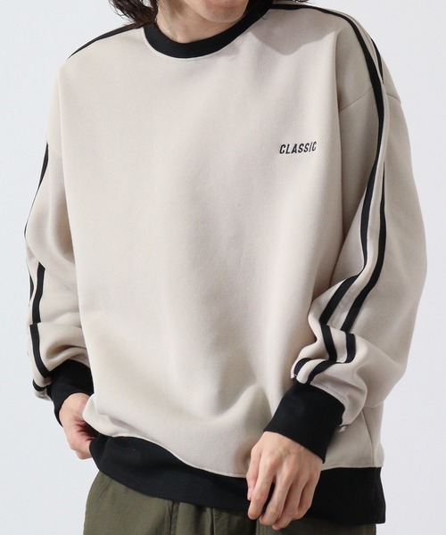 FUNALIVE（ファンアライブ）の「Line brushed sweatshirt sweatshirt / ライン入り裏起毛スウェットトレーナー unisex（スウェット・メンズ・ヘザーチャコール/グレイッシュベージュ/ブラック/パープル/オートミール・M/L/XL）」の4枚目の写真
