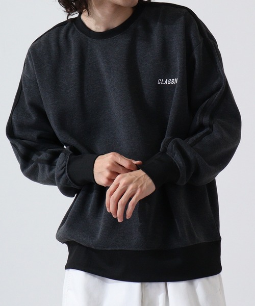 FUNALIVE（ファンアライブ）の「Line brushed sweatshirt sweatshirt / ライン入り裏起毛スウェットトレーナー unisex（スウェット・メンズ・ヘザーチャコール/グレイッシュベージュ/ブラック/パープル/オートミール・M/L/XL）」の7枚目の写真