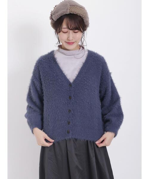 Samansa Mos2（サマンサ モスモス）の「シャギーニットVネックカーディガン（カーディガン/ボレロ・レディース・ピンク/キナリ/チャコールグレー/ブルー/モカ・F）」の4枚目の写真