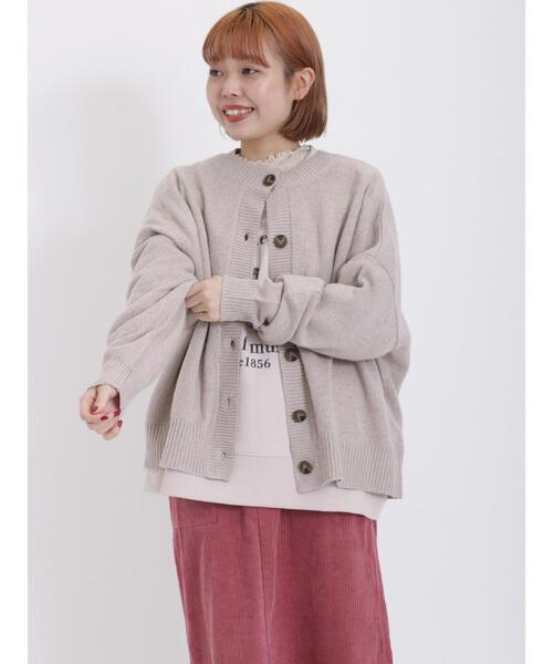 Samansa Mos2(サマンサ モスモス)の「【マシンウォッシャブル】メランジ前後2WAYニット(カーディガン/ボレロ・レディース・グリーン/ピンク/グレー/チャコールグレー/キナリ/ベージュ・F)」の4枚目の写真