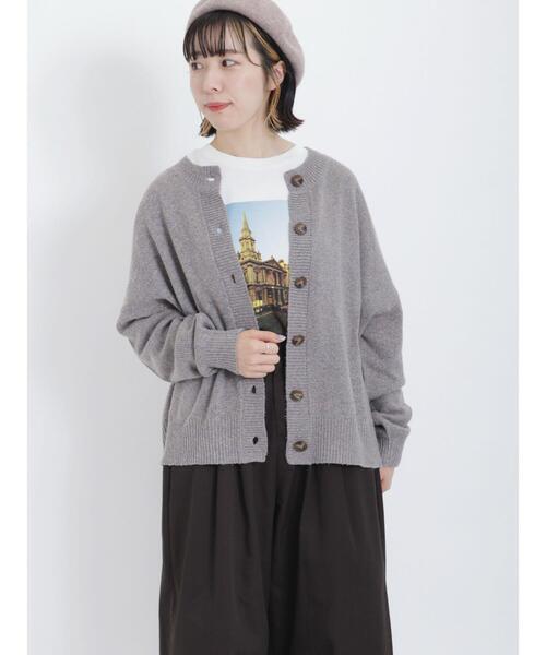 Samansa Mos2(サマンサ モスモス)の「【マシンウォッシャブル】メランジ前後2WAYニット(カーディガン/ボレロ・レディース・グリーン/ピンク/グレー/チャコールグレー/キナリ/ベージュ・F)」の3枚目の写真