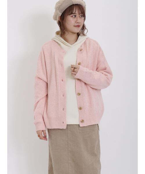 Samansa Mos2(サマンサ モスモス)の「【マシンウォッシャブル】メランジ前後2WAYニット(カーディガン/ボレロ・レディース・グリーン/ピンク/グレー/チャコールグレー/キナリ/ベージュ・F)」の6枚目の写真