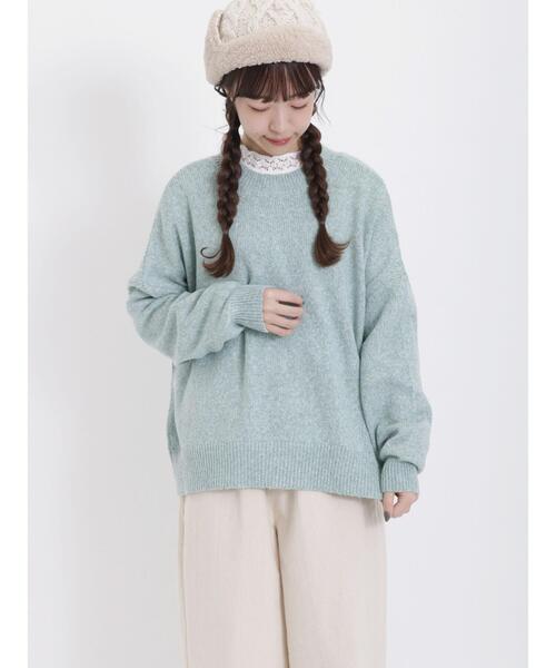 Samansa Mos2(サマンサ モスモス)の「【マシンウォッシャブル】メランジ前後2WAYニット(カーディガン/ボレロ・レディース・グリーン/ピンク/グレー/チャコールグレー/キナリ/ベージュ・F)」の5枚目の写真