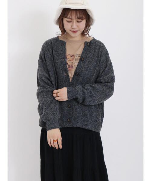 Samansa Mos2(サマンサ モスモス)の「【マシンウォッシャブル】メランジ前後2WAYニット(カーディガン/ボレロ・レディース・グリーン/ピンク/グレー/チャコールグレー/キナリ/ベージュ・F)」の15枚目の写真