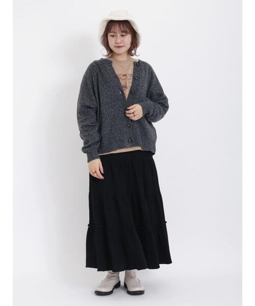 Samansa Mos2(サマンサ モスモス)の「【マシンウォッシャブル】メランジ前後2WAYニット(カーディガン/ボレロ・レディース・グリーン/ピンク/グレー/チャコールグレー/キナリ/ベージュ・F)」の16枚目の写真