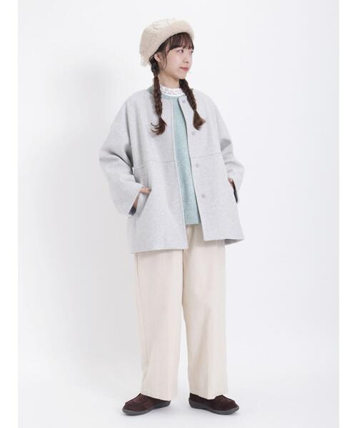 Samansa Mos2(サマンサ モスモス)の「【マシンウォッシャブル】メランジ前後2WAYニット(カーディガン/ボレロ・レディース・グリーン/ピンク/グレー/チャコールグレー/キナリ/ベージュ・F)」の20枚目の写真