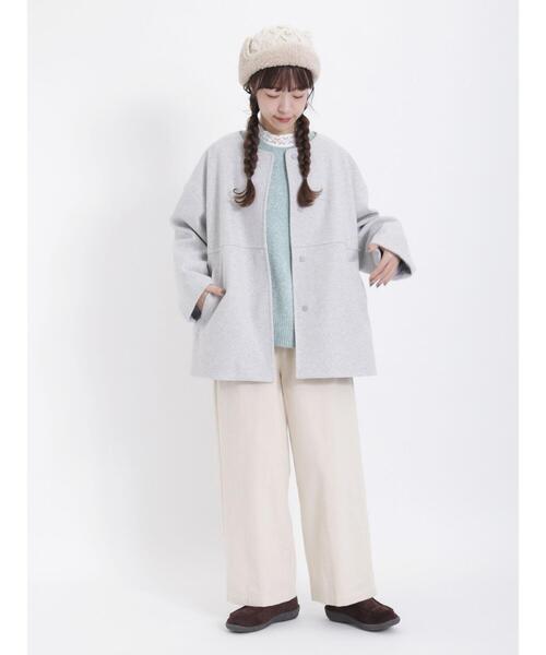 Samansa Mos2(サマンサ モスモス)の「【マシンウォッシャブル】メランジ前後2WAYニット(カーディガン/ボレロ・レディース・グリーン/ピンク/グレー/チャコールグレー/キナリ/ベージュ・F)」の22枚目の写真