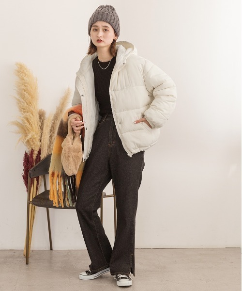 セール】フード付き エコダウンブルゾン（ダウンジャケット/コート